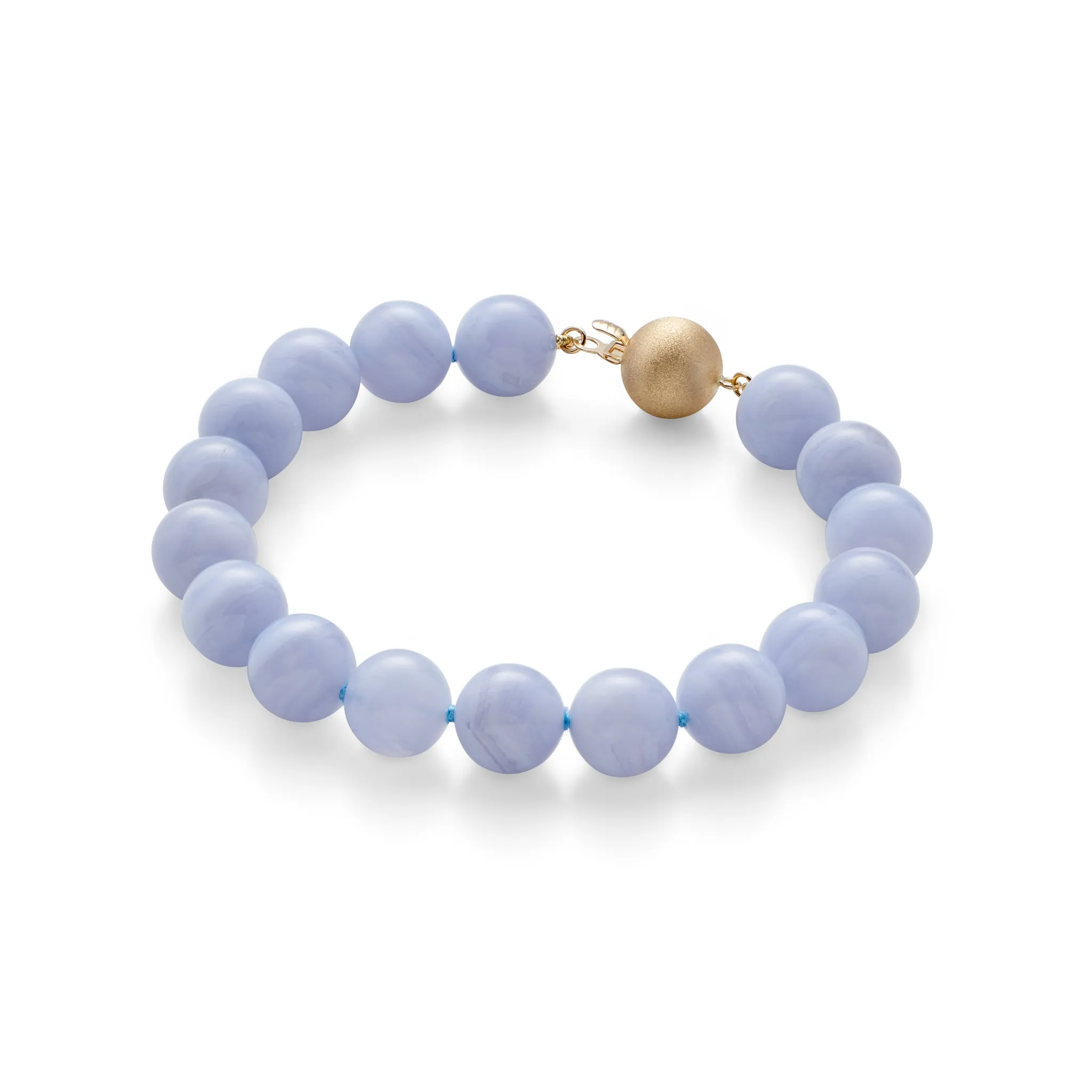 10mm Blue Lace Agate & Gold Bracelet