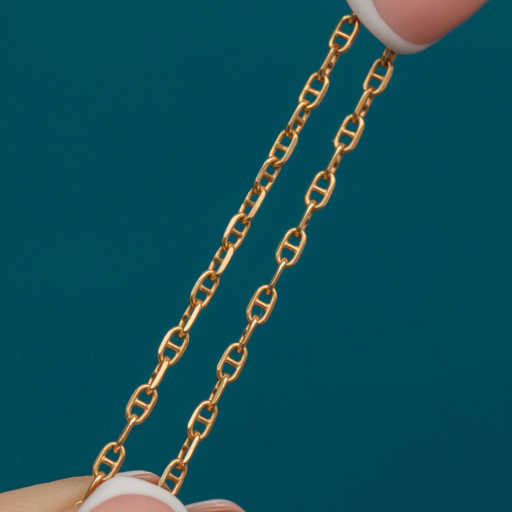 16" 18ct Gold Mini Mariner Link Chain