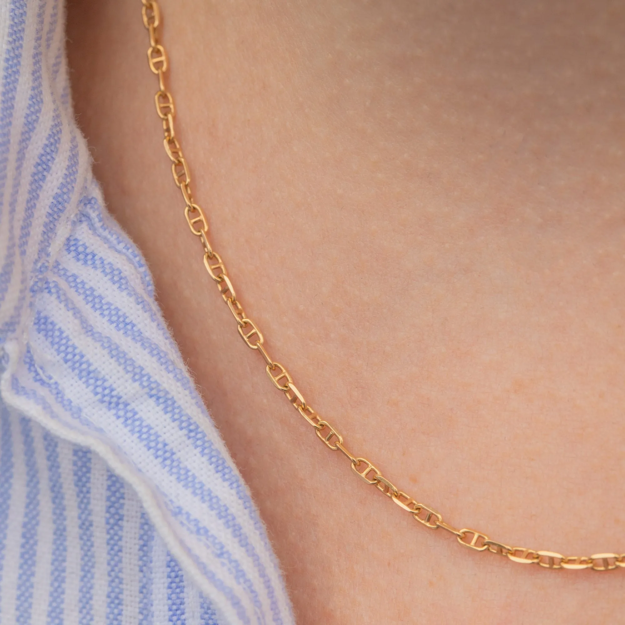 16" 18ct Gold Mini Mariner Link Chain