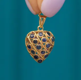 9ct Gold Ruby Sapphire Heart Charm