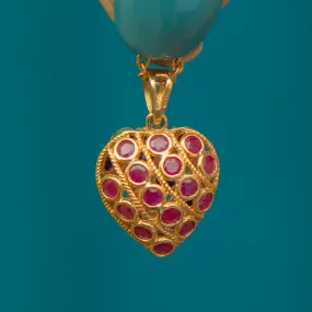 9ct Gold Ruby Sapphire Heart Pendant