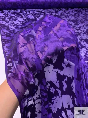 Abstract Burnout Silk-Rayon Chiffon - Purple