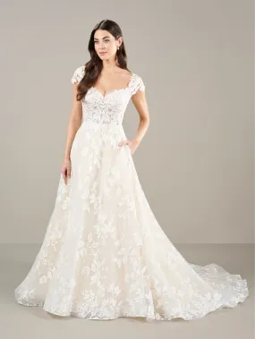 Applique Cap Sleeve Bridal Ball Gown by Adrianna Papell 31282