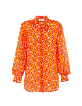 Bailey Orange Twister Print Silk Voile Shirt