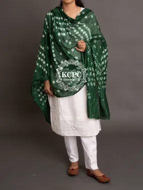 Bandhej silk Dupattas, OR, KCPC Green