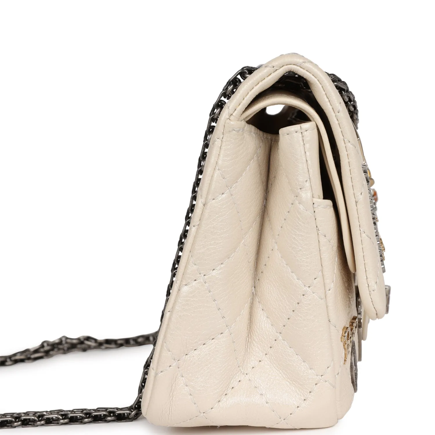 Chanel Reissue 225 2.55 Lucky Charms Double Flap Bag Ivory Aged Calfskin Ruthenium Hardware