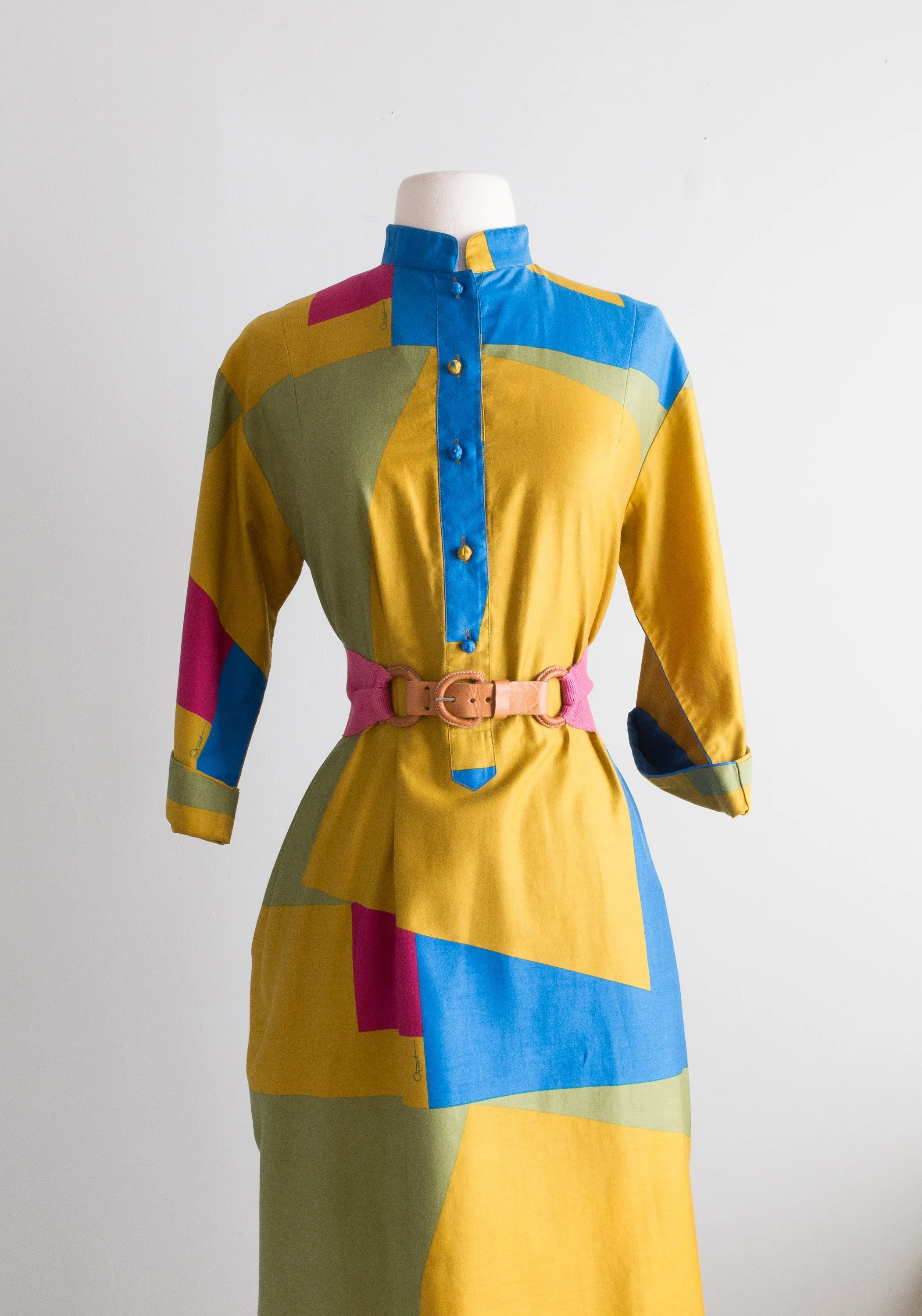 Chic 1980's Catherine Ogust Abstract Art Dress / ML