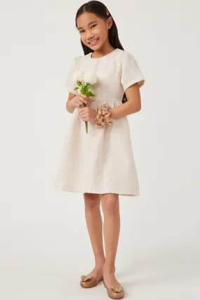 Girls Tweed Dress in Ivory