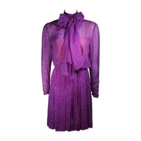 GIVENCHY Purple Silk Chiffon Dress and Belt Size Small