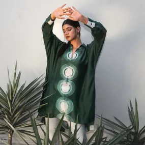 Green & Ivory Handcrafted Women's Light Silk Tunic Top