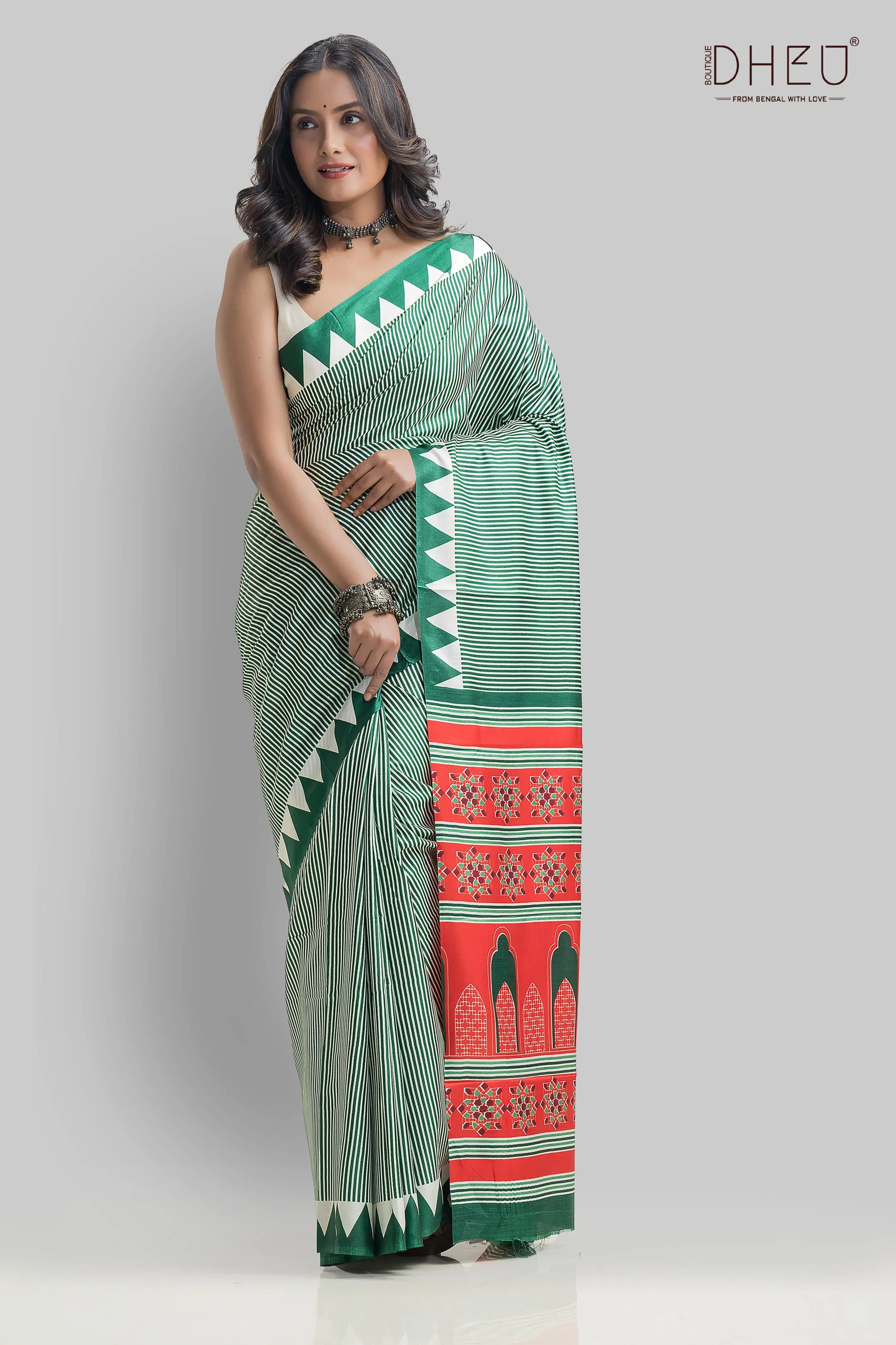 Handloom Printed Silk Saree