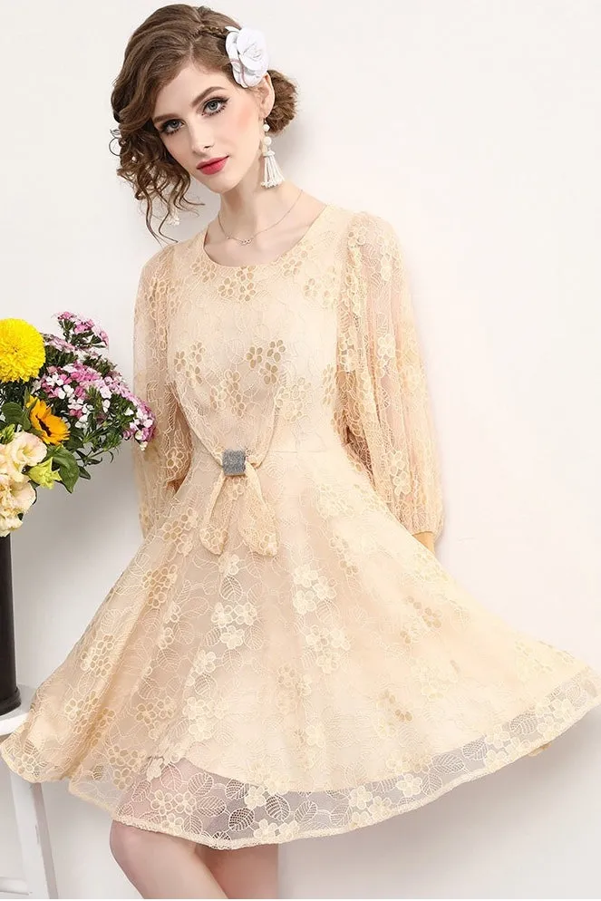 Lace Peasant Sleeve Dress