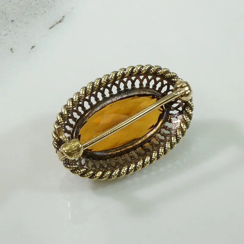 Madeira Citrine Antique Gold Brooch