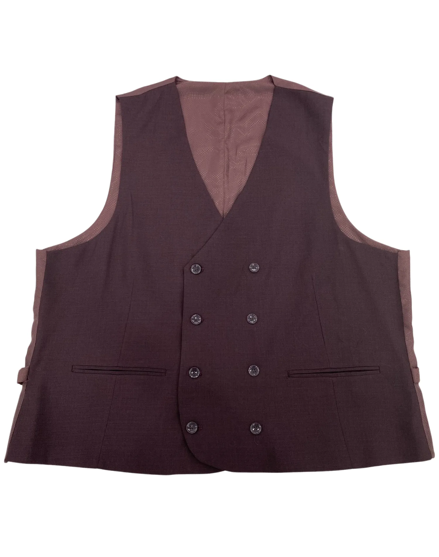 Mazari Double Breast Performance Stretch Vest - Burgundy Wine