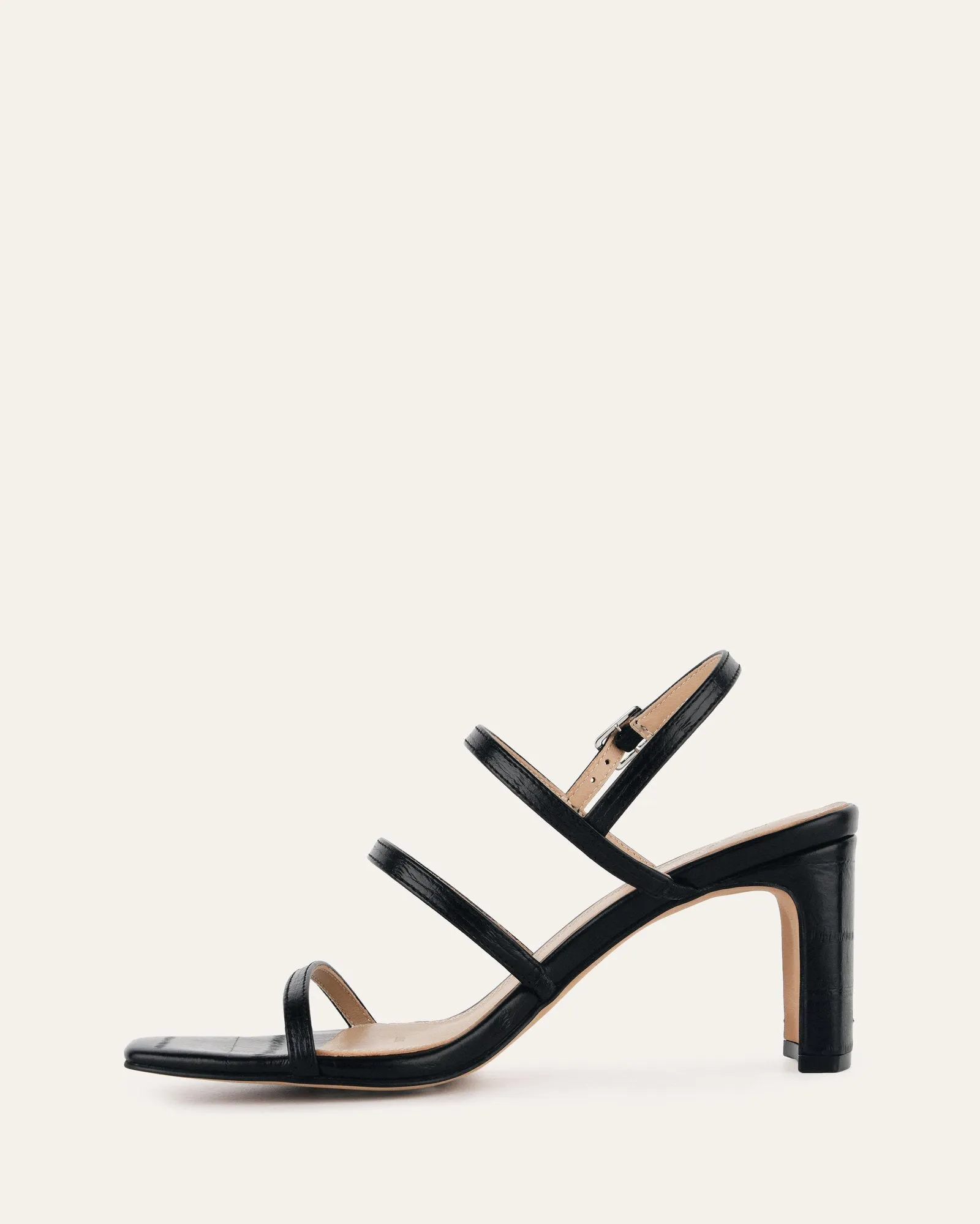 NIX MID HEEL SANDALS BLACK LIZARD