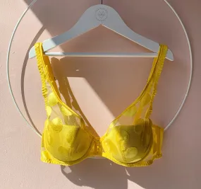 Spot detail push up bra [Yellow]