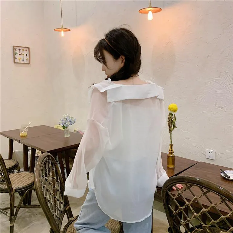 Women's Casual Long Sleeved Sheer Chiffon Shirts